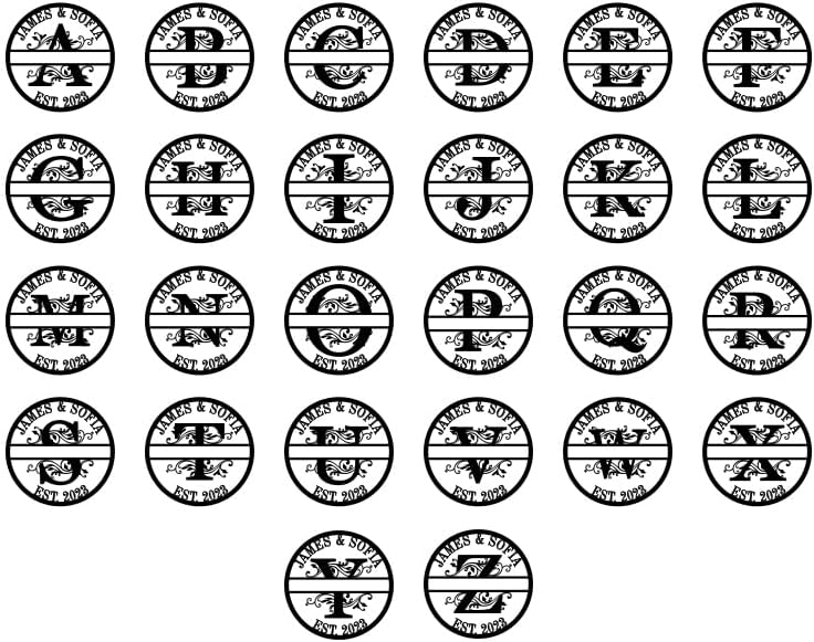 Custom Name Sign Initial Split Letter Monogram Sign Wedding Housewarming Gift