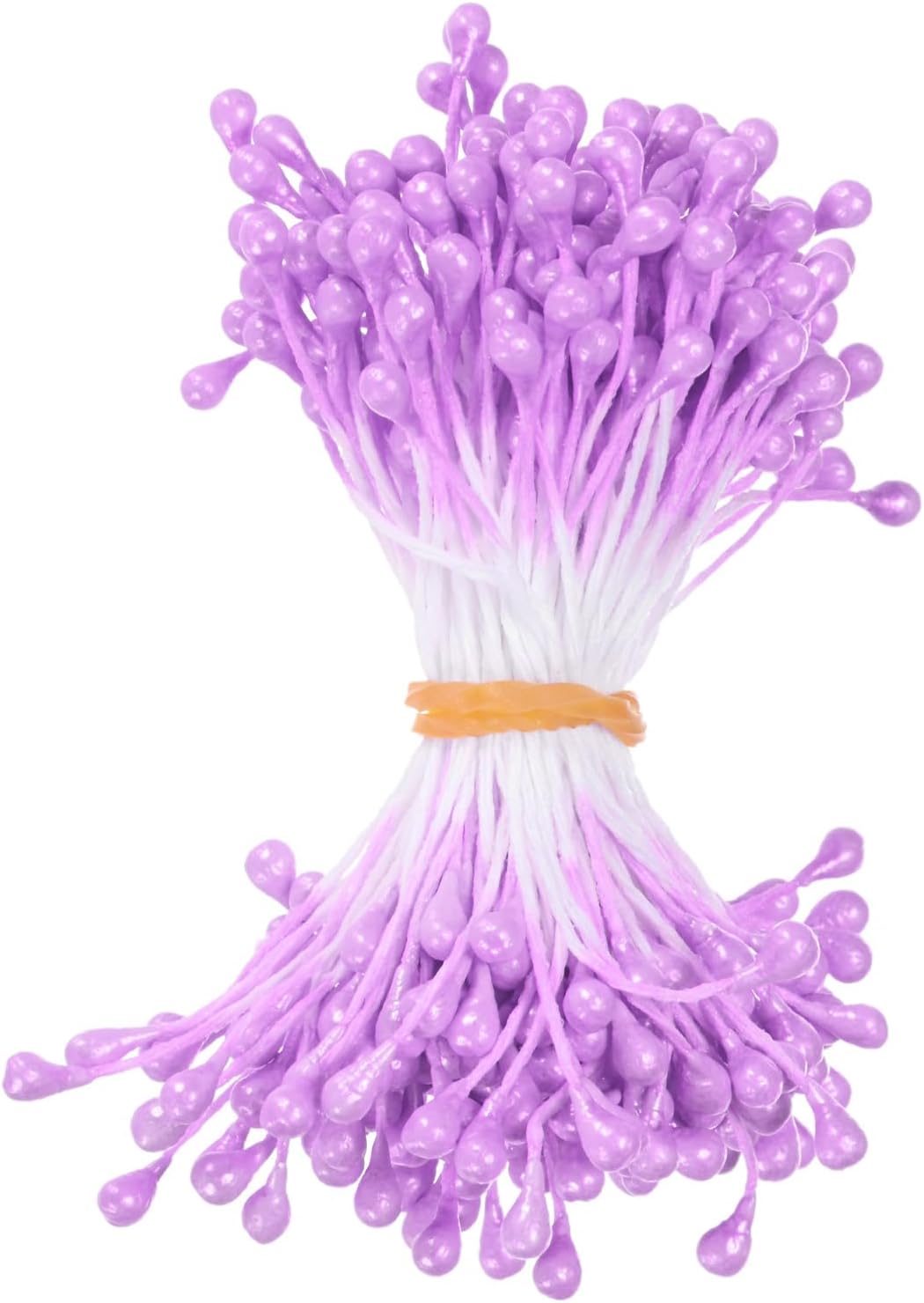 150-Pack Flower Stamens for Crafts, 5mm Double Heads Artificial Pearl Floral Pistil Mini Flower Pollens Stamens for DIY Making/Wedding/Scrapbook Decoration [Light Purple]