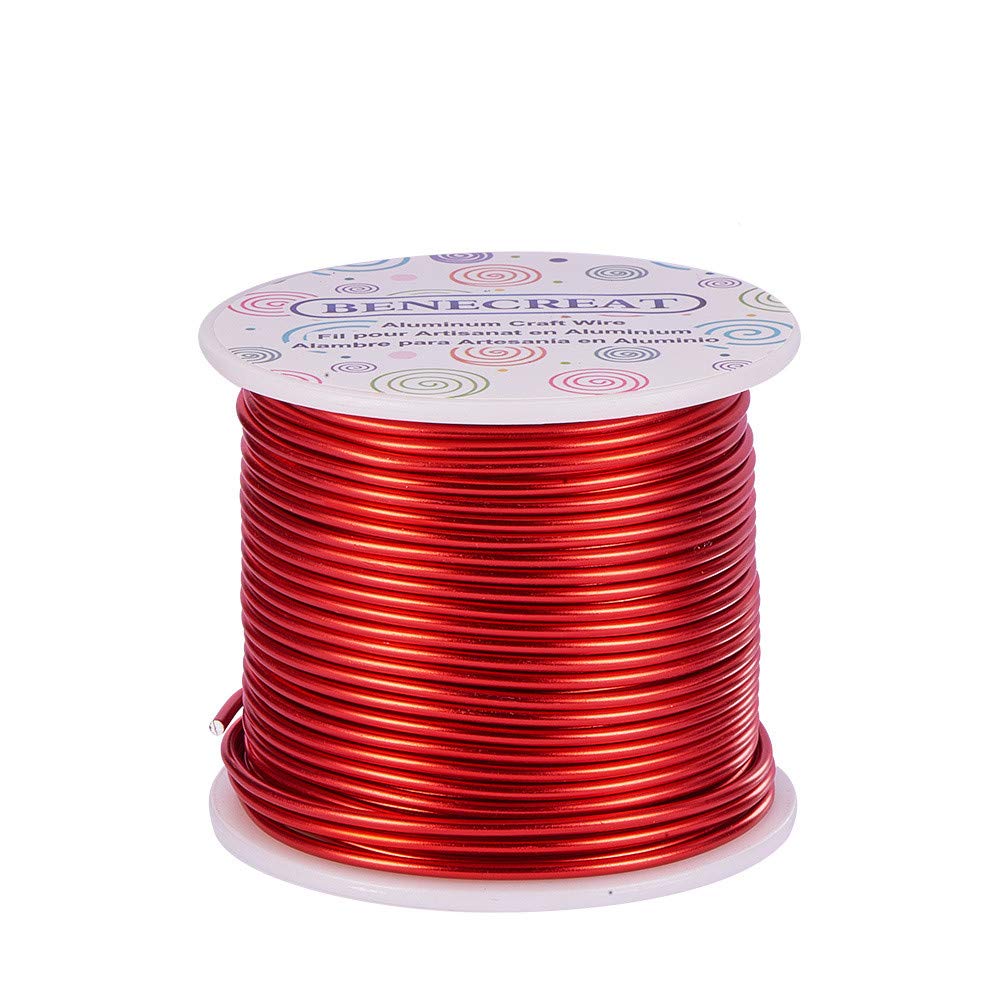 BENECREAT 12 17 18 Gauge Aluminum Wire (12 Gauge,100FT) Anodized Jewelry Craft Making Beading Floral Colored Aluminum Craft Wire - FireBrick