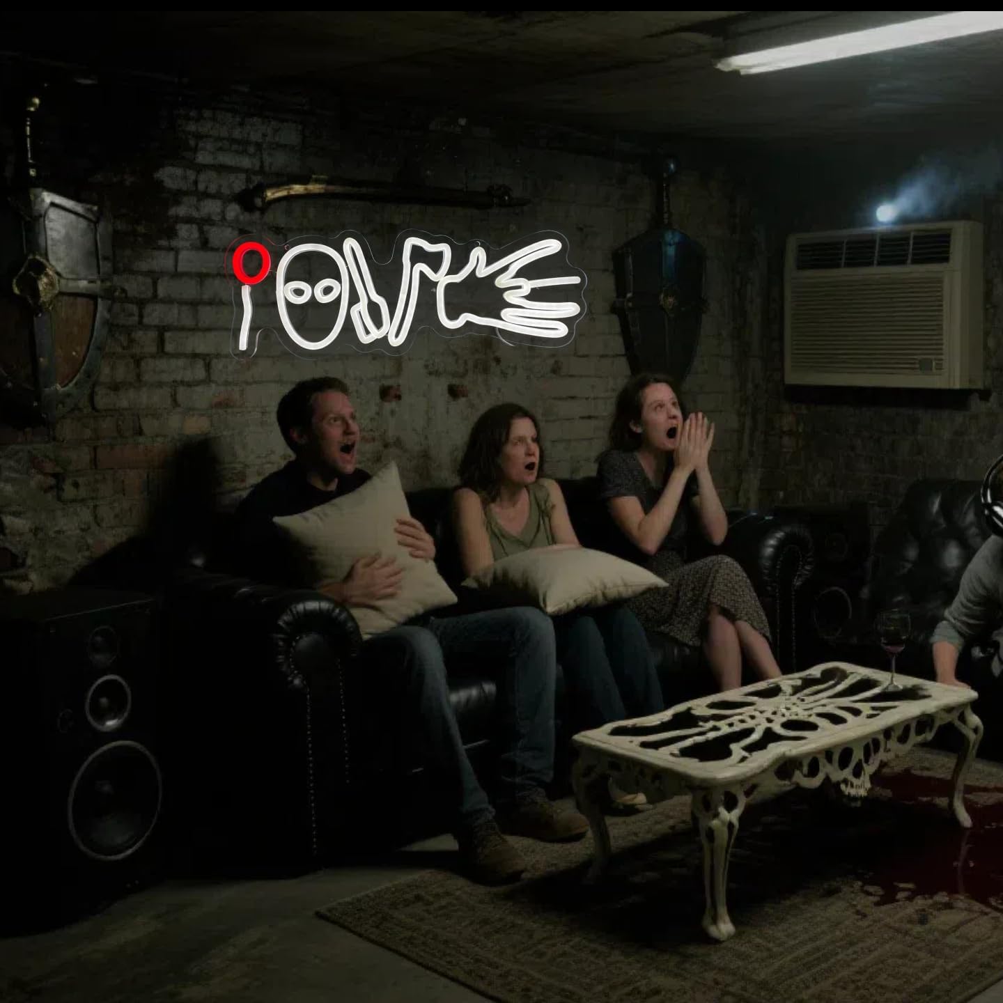 Horror Movies Love Neon Signs For Wall Decor, LED Neon Light for Movie Night Party Gothic Led Light Up Signs for Room Bar Man Cave Movie Night Party Halloween Decorations Gifts