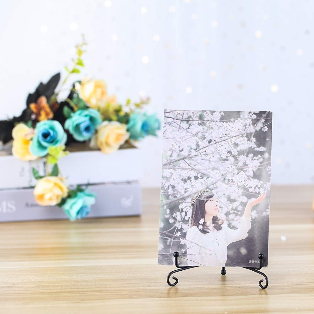 (2 pack)Iron Display Stand, Black Iron Easel Plate Display Photo Holder Stand, Displays Picture Frames, Cookbooks, Decorative Plates, Tablets and Art 5 Inch