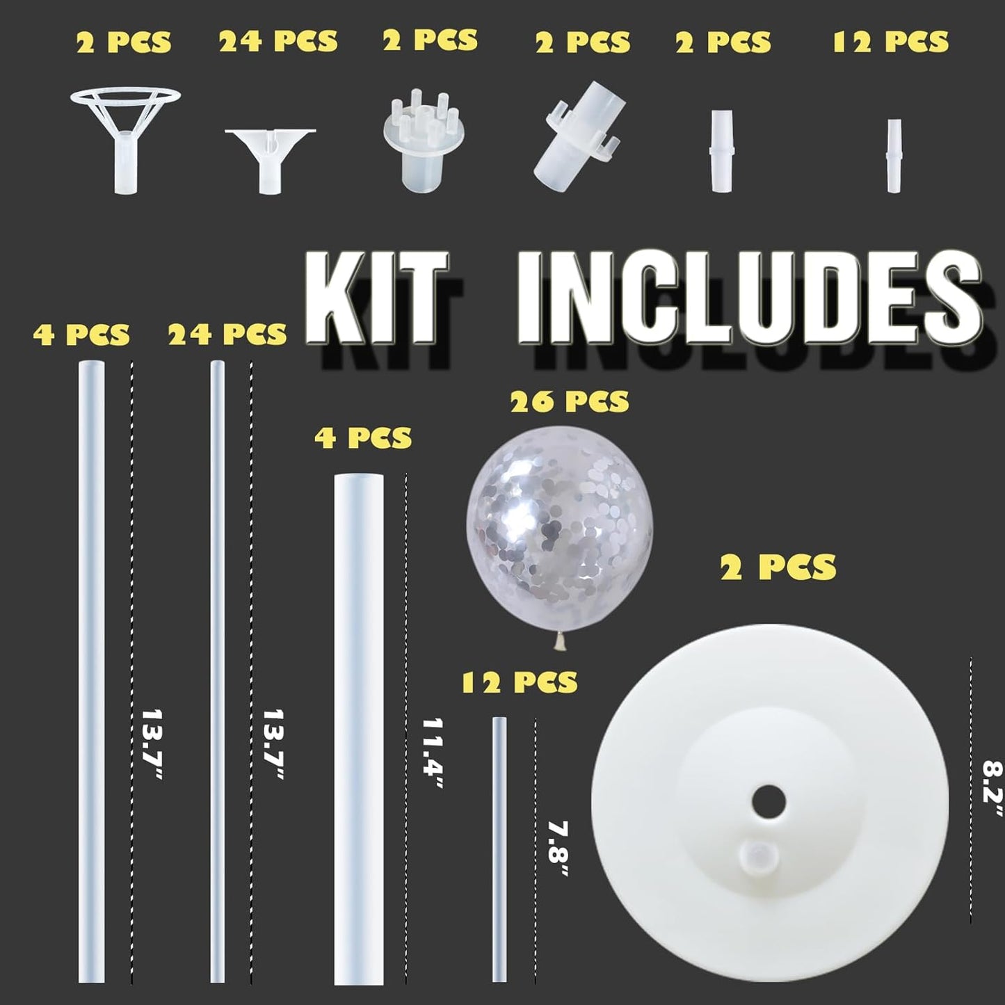 Navy Blue Silver Confetti Balloon Column Kit Set of 2 Included-Balloon Column Stand with Base&Pole,Backdrop Decoration for Metallic Chrome Wedding, Baby Shower, Birthday,Gaduation Party Decoration