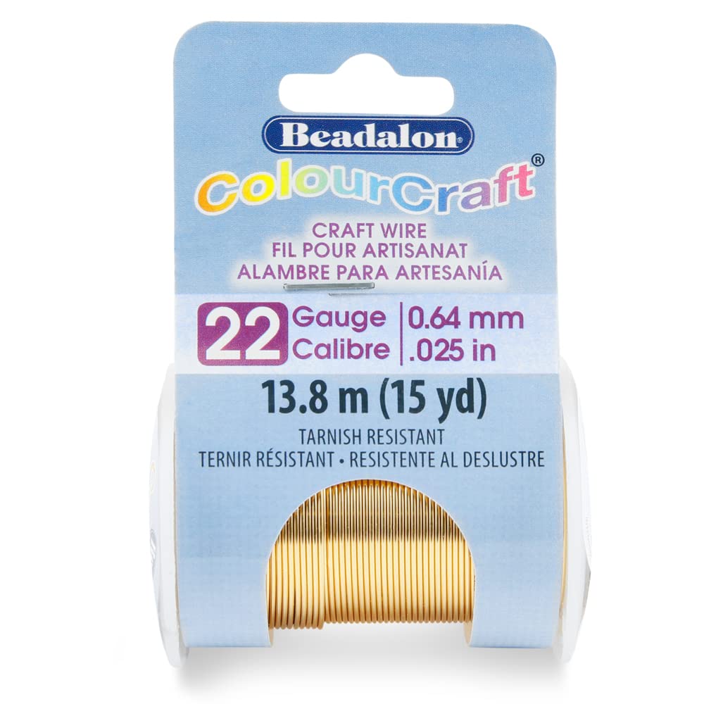 Beadalon ColourCraft Wire, 22 Gauge, Brass Light Color, 20 yd Spool