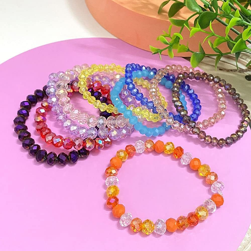 50pcs 10mm Crystal Glass Beads for Crafts Faceted Rondelle Glass Beads for Jewelry Making Crystal Spacer Beads for Necklaces Bracelets Earrings DIY Craft(Crystal AB)