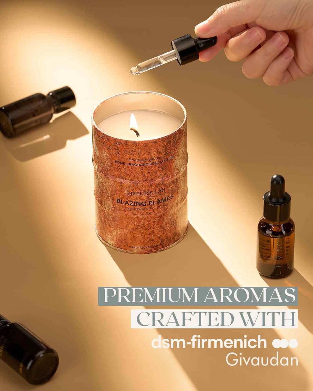 M&SENSE Blazing Flames Scented Candles Natural Non Toxic, Aromatherapy Candle for Stress Relief Meditation Relaxing, Housewarming Gifts for Women Men, 11.3oz 70 Hour Long Burning