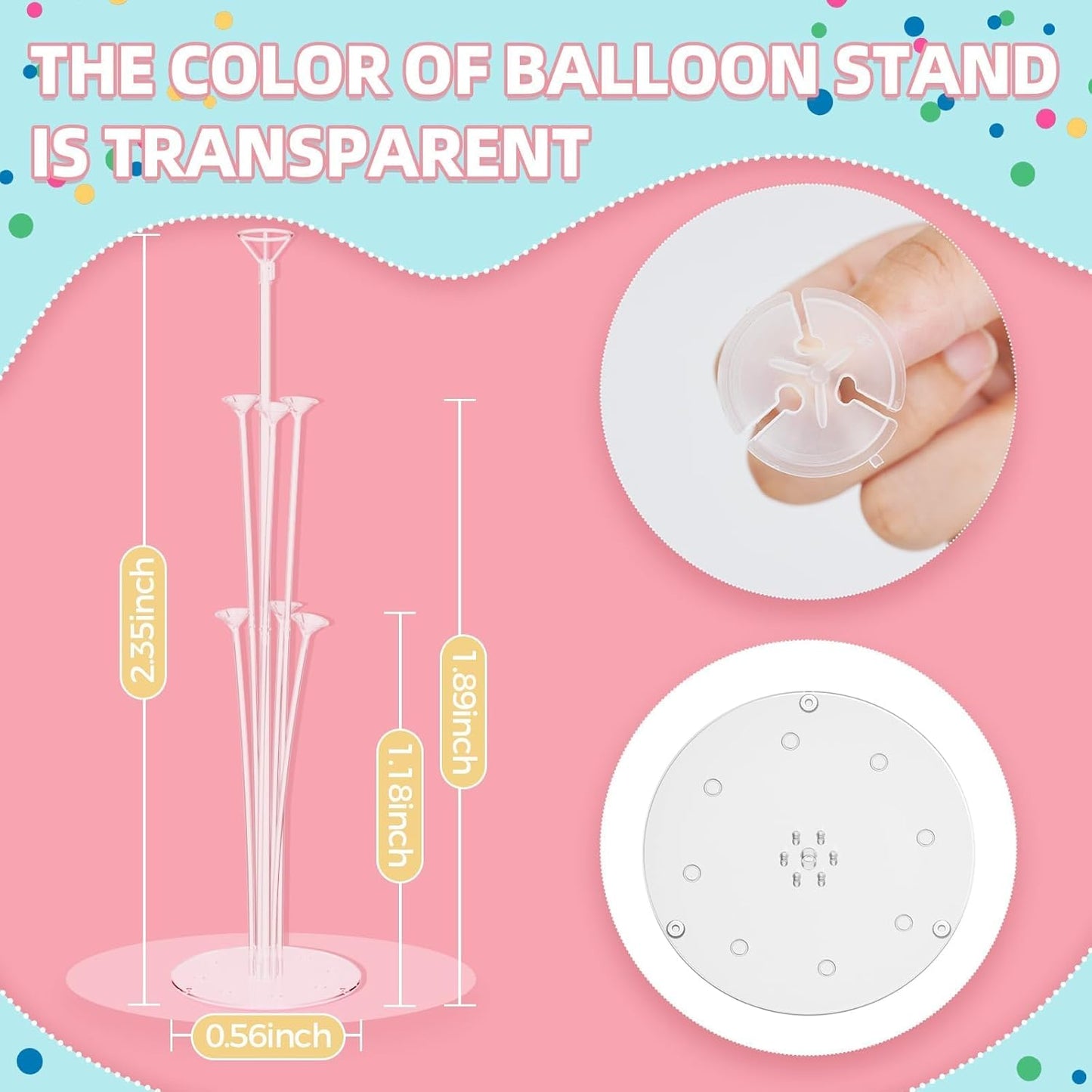 4 Set Balloon Stand Kit - Table Balloon Stands with Base, Easy Assembly Balloon Sticks, Reusable Balloon Holders for Baby Showers, Weddings, Birthdays, Party Decorations.