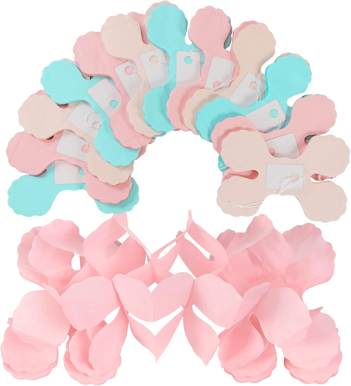 Pink-Peach Mint Party-Decorations Streamers-Garland - 12pcs 4-Leaf Clover Paper Streamer,Bridal Shower Girls Baby Shower Birthday Engagement Wedding Bachelorette Brunch Banners Decor Ouruola
