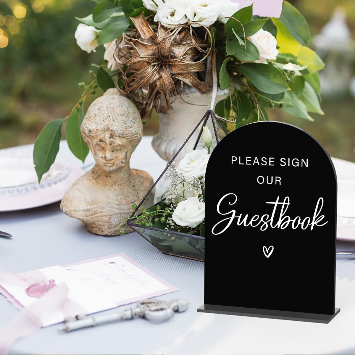 Acrylic Wedding Sign Please Sign Our Guestbook Wedding Signs for Ceremony Modern Calligraphy Arch Acrylic Table Top Sign for Wedding Reception and Event Party Table(black）