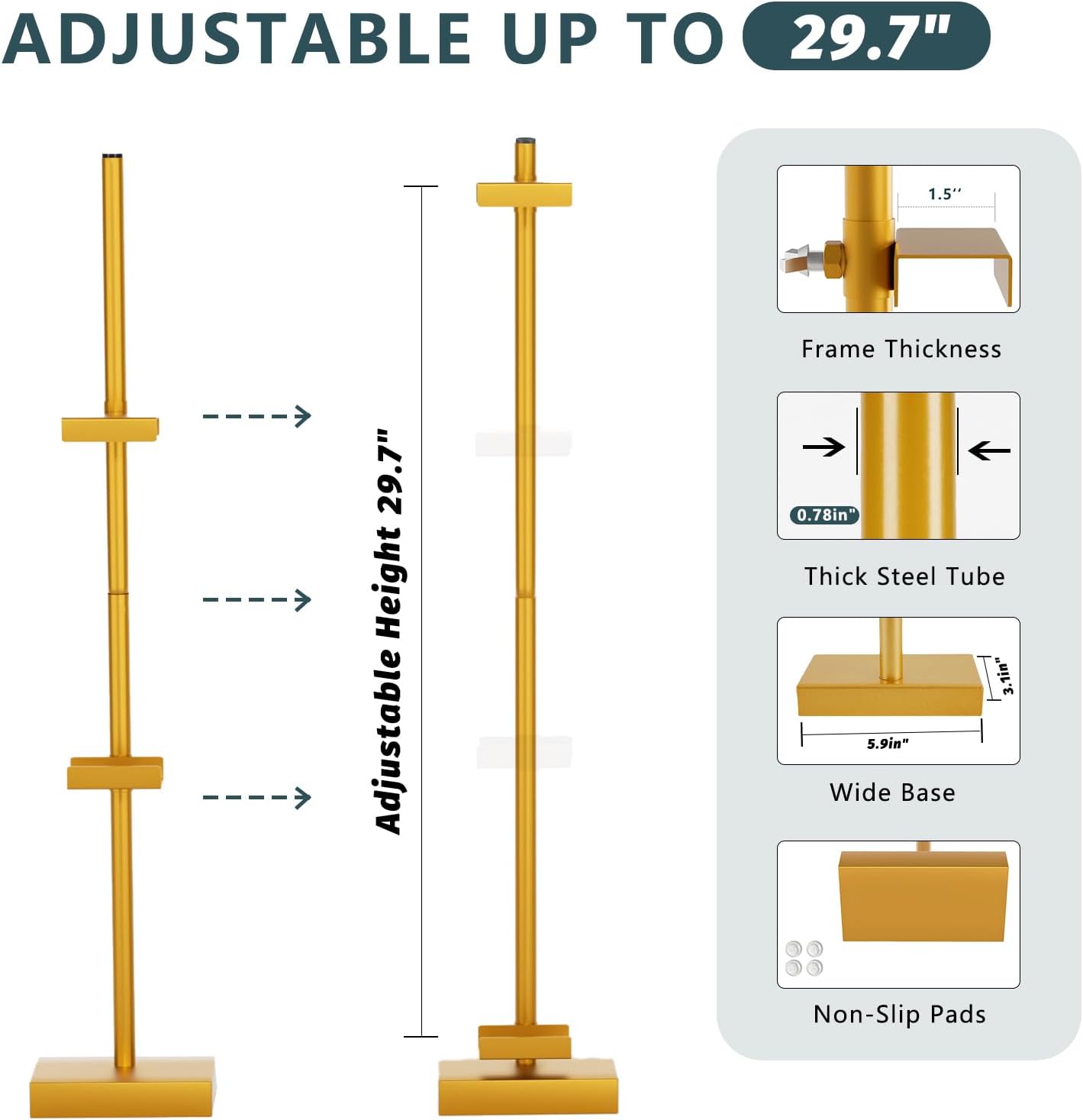 Tabletop Picture Frame Stand, Adjustable for Frames Up to 29" H, Frame Holder Stand Table Easels for Display, Metal Standing Easel Display Stand for Picture Frames, Artwork, Canvas (Gold)