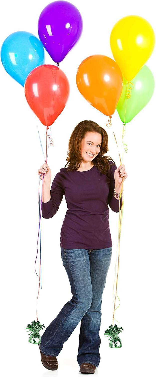 ROYALHOUSE Metallic Plastic Wrapped Balloon Weights for Party Decorations, 12 Pcs (Green)
