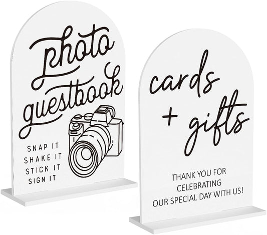 2Pcs Photo Guest Book Sign Cards and Gifts Sign for Wedding Engagement Party Bridal Shower Baby Shower Table Desk Acrylic Decor