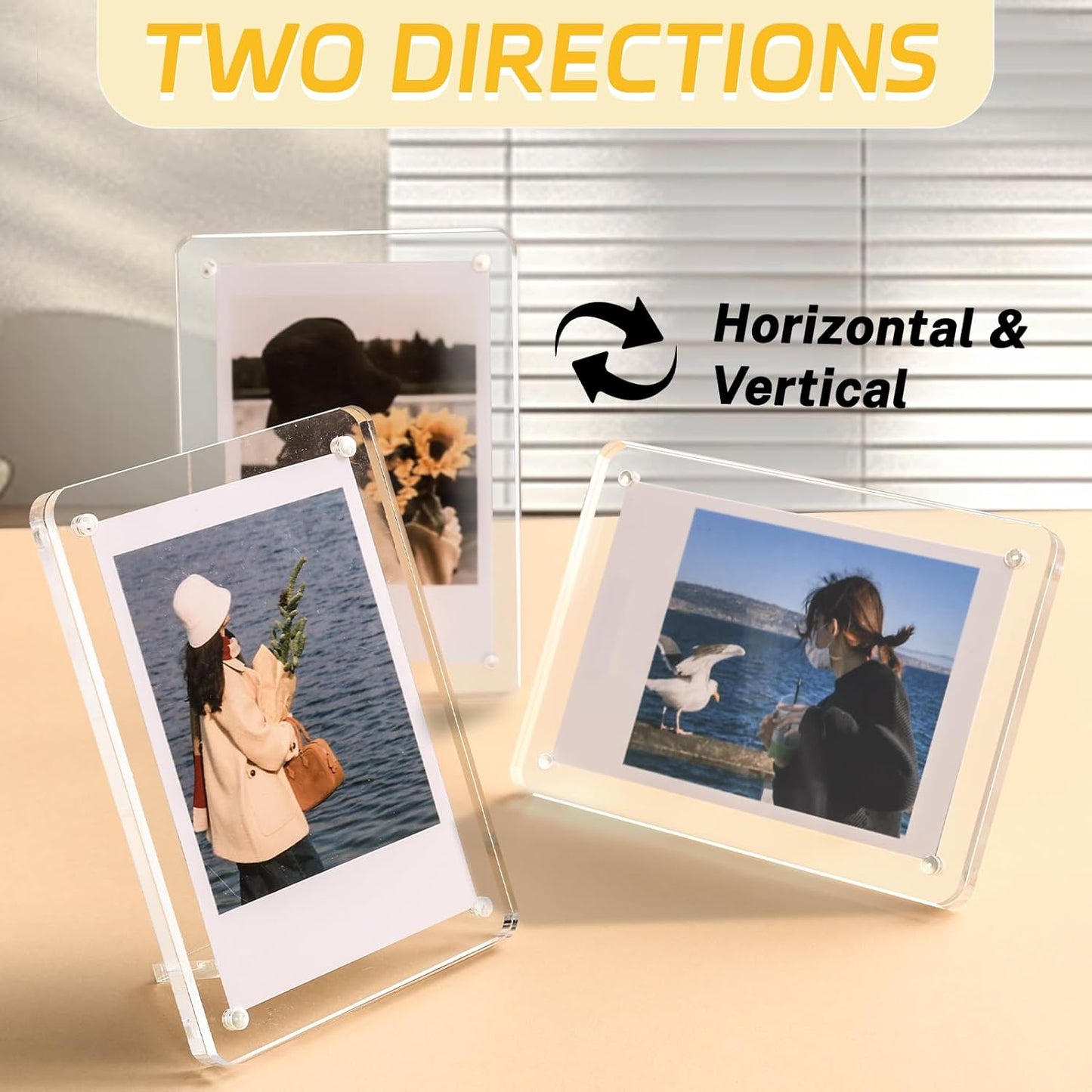 6 Pack 4x6 Acrylic Magnetic Picture Frames, Refrigerator and Desktop Photo Frames Combine, Vertical and Horizontal Clear Display for Fridge/Table/Locker for Home/Party/Wedding/Decoration