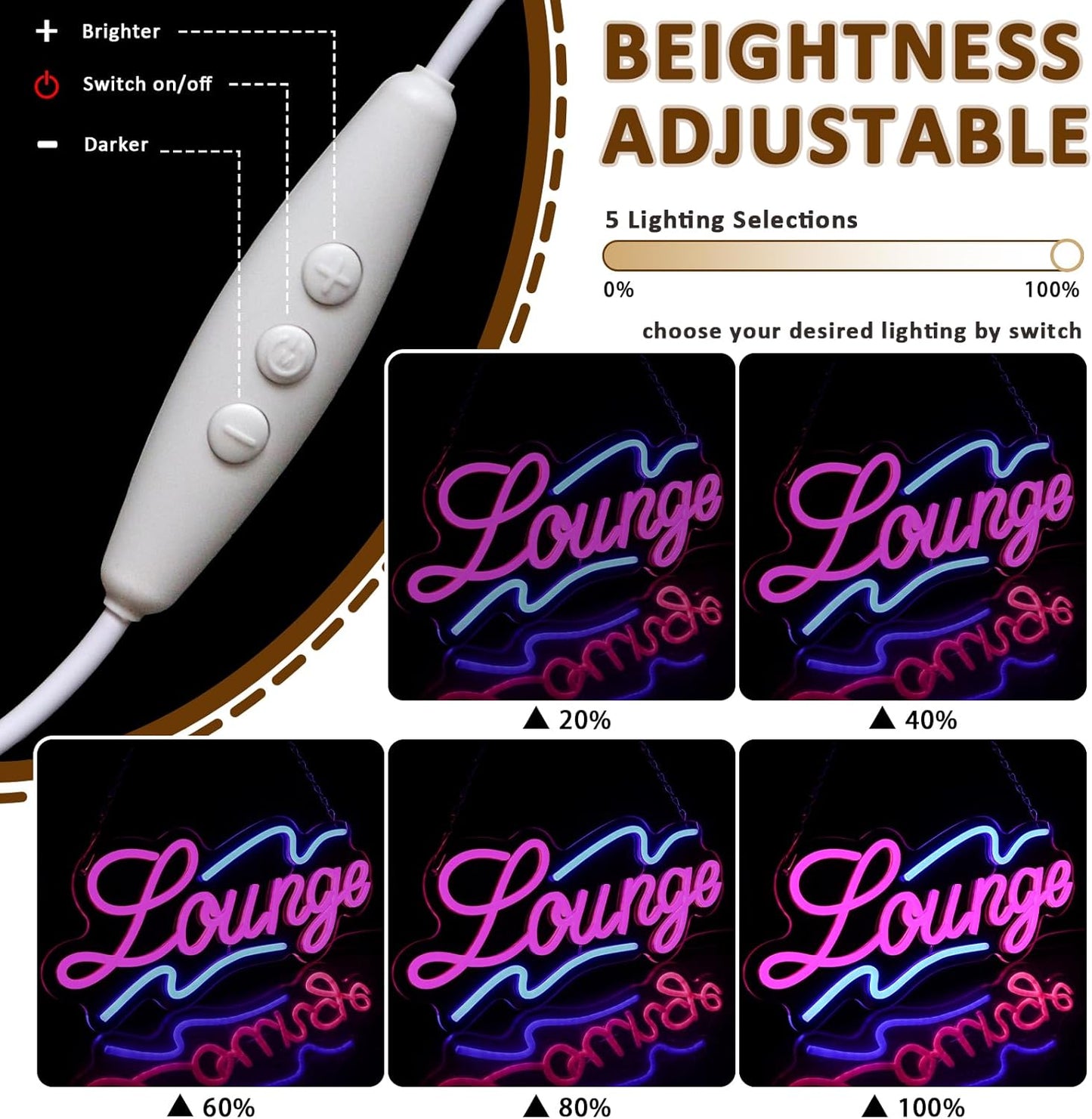 Lounge Neon Sign for Wall Decor, 16.54" x 6.69" Rest Led Signs for Room, USB Dimmable Neon Lights for Lounge Room Bar Hotel Cafe Nightclub VIP Room Man Cave Home Bedroom Decoration