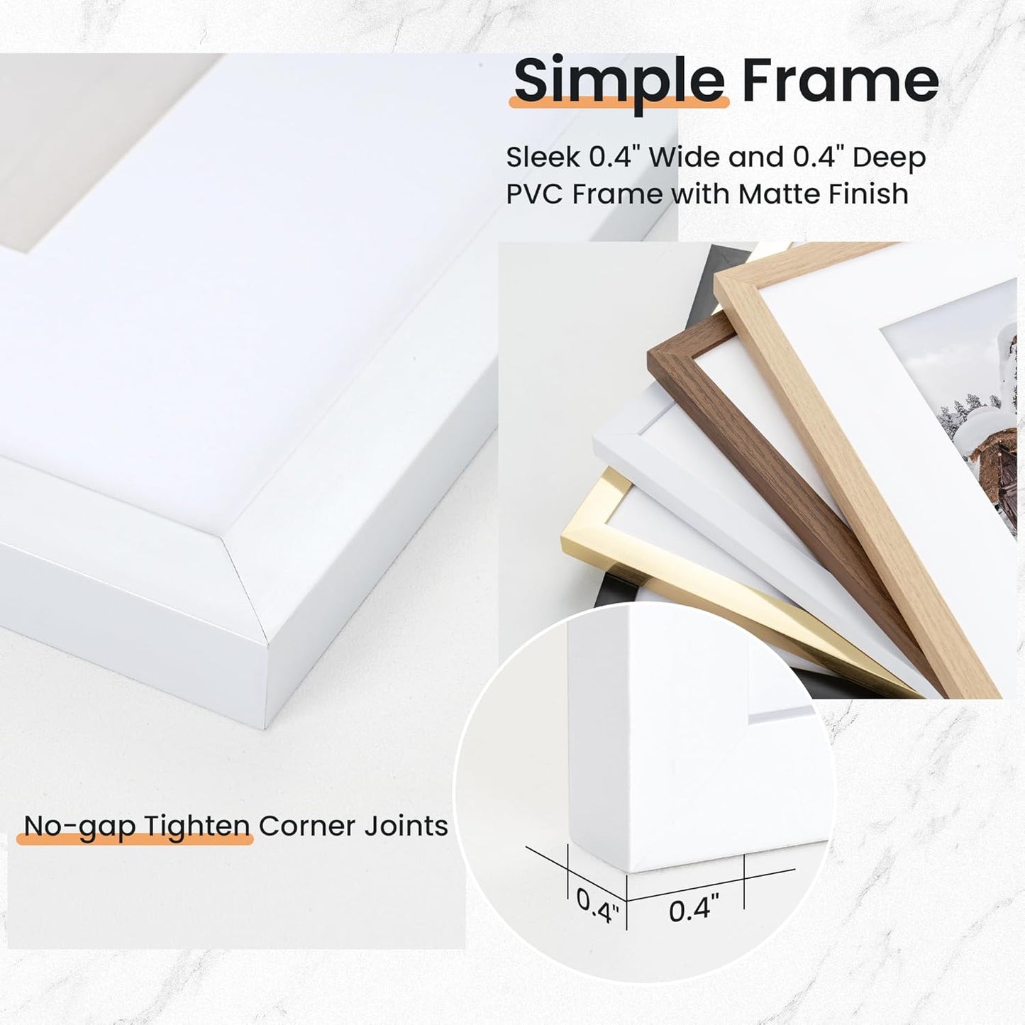5x7 inch Picture Frame, 5x7 Photo Frames with 4x6 Removable Mat - High Definition Plexiglass - Vertical and Horizontal Display - Wall Hanging Frame - White, 3 Pack