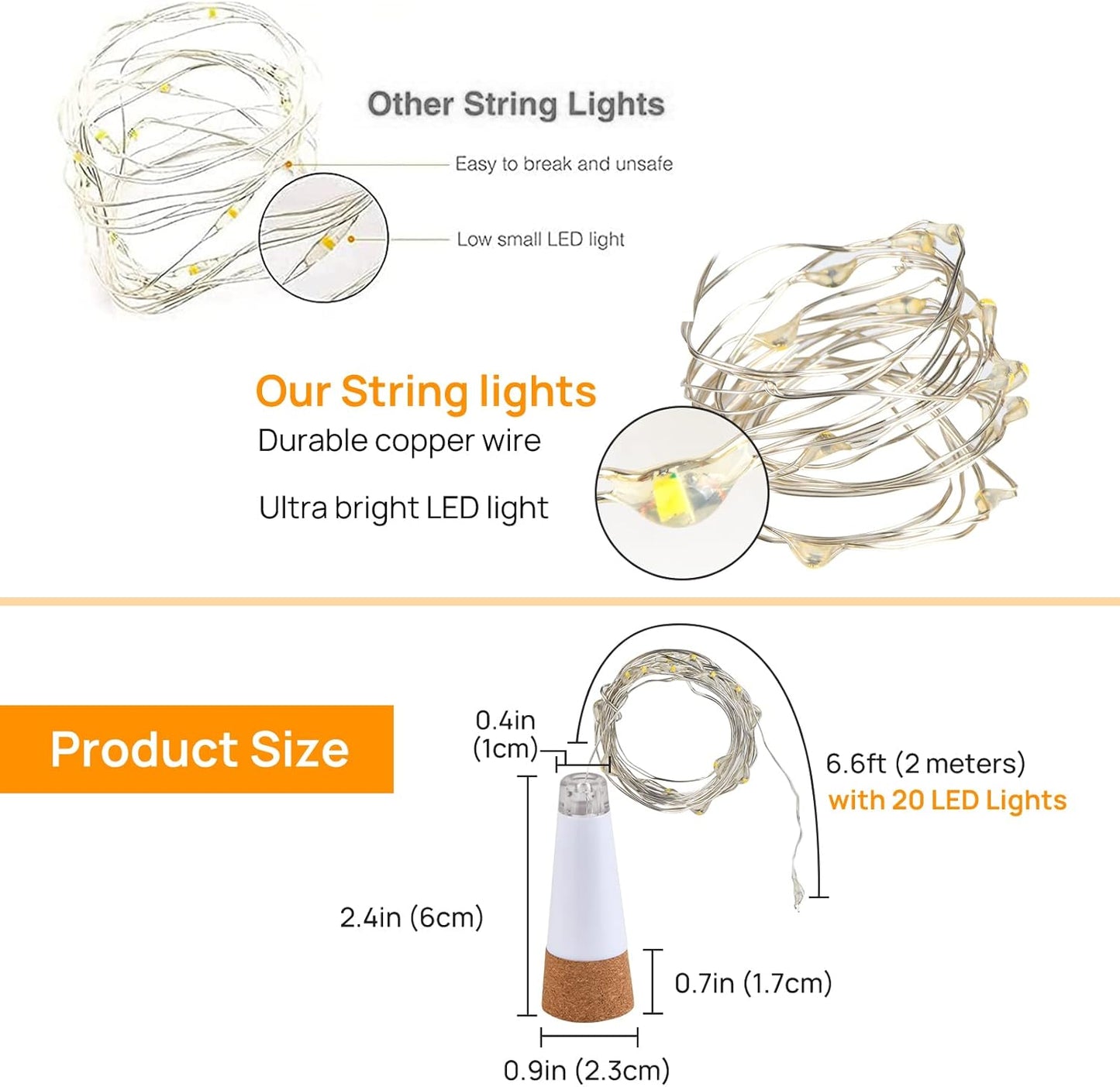 Wine Bottle Lights with Cork Switch for Liquor Bottles 4 Pack Rechargeable Battery Operated 20 Led Bottle Stopper Warm String Fairy Lights Indoor Christmas Wedding Halloween Decorations