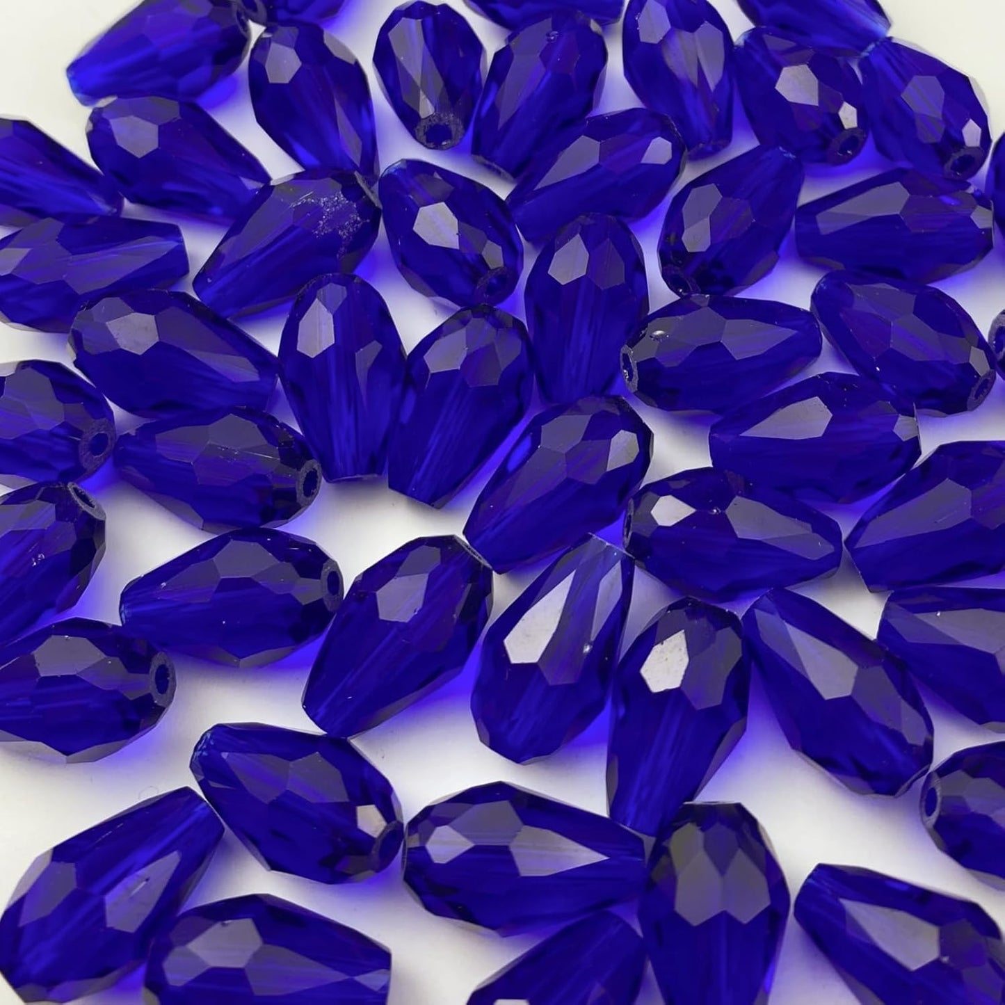 200pcs 4x6mm Teardrop Crystal Glass Beads Vertical Hole Faceted Glass Teardrop Spacer Beads for Bracelets Necklace Earring DIY Jewelry Making Craft(Sapphire Blue)