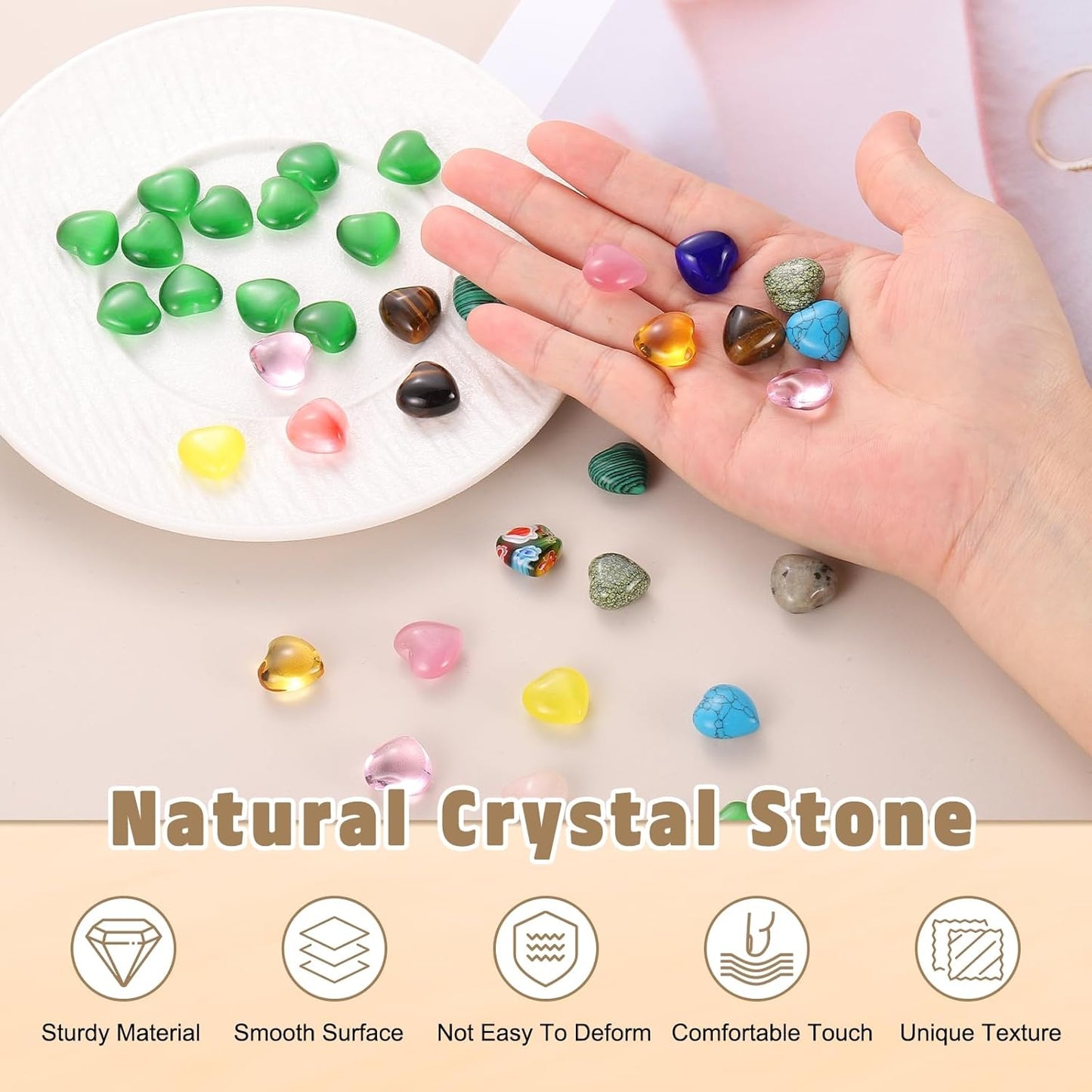 PATIKIL 20 Pcs Natural Heart Shaped Crystal Stone, 0.6 Inch Mini Polished Love Gemstone Crystal, Pocket Rock Engraved Worry Stones for Women Gifts Meditation, Grass Green