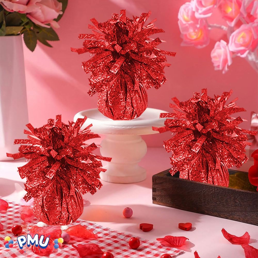 PMU 6 Pcs Kisses Balloon Weights - Decorative Balloon Weight for Christmas, Thanksgiving, Birthday, Party Favors, Wedding & Baby Shower - 6oz. Red, Pkg/6
