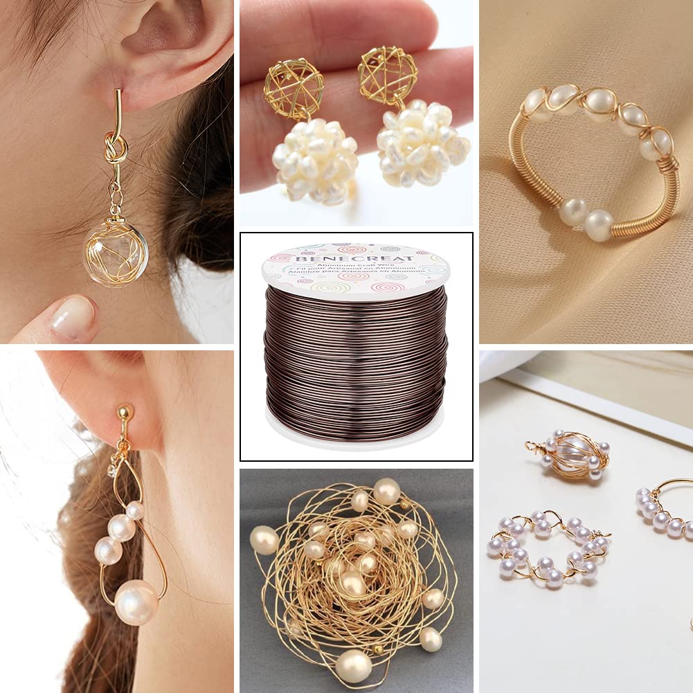 BENECREAT 9 12 15 18 20 Gauge Brown Aluminum Wire (18 Gauge,492 FT) Anodized Craft Making Beading Floral Colored Aluminum Craft Wire for Gem Wrapping, Jewelry Craft Making