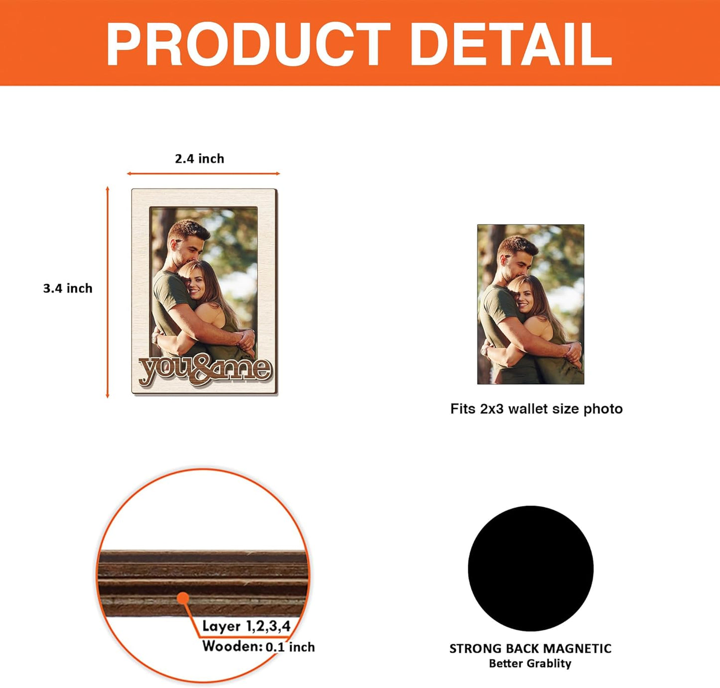Magnetic Picture Frames - YOU & ME - Christmas Gift for Couple - Romantic Gift For Her, Him - Unique Magnet Photo Frame For Women, Men - Magnetic Frames for Refrigerator, Locker & More