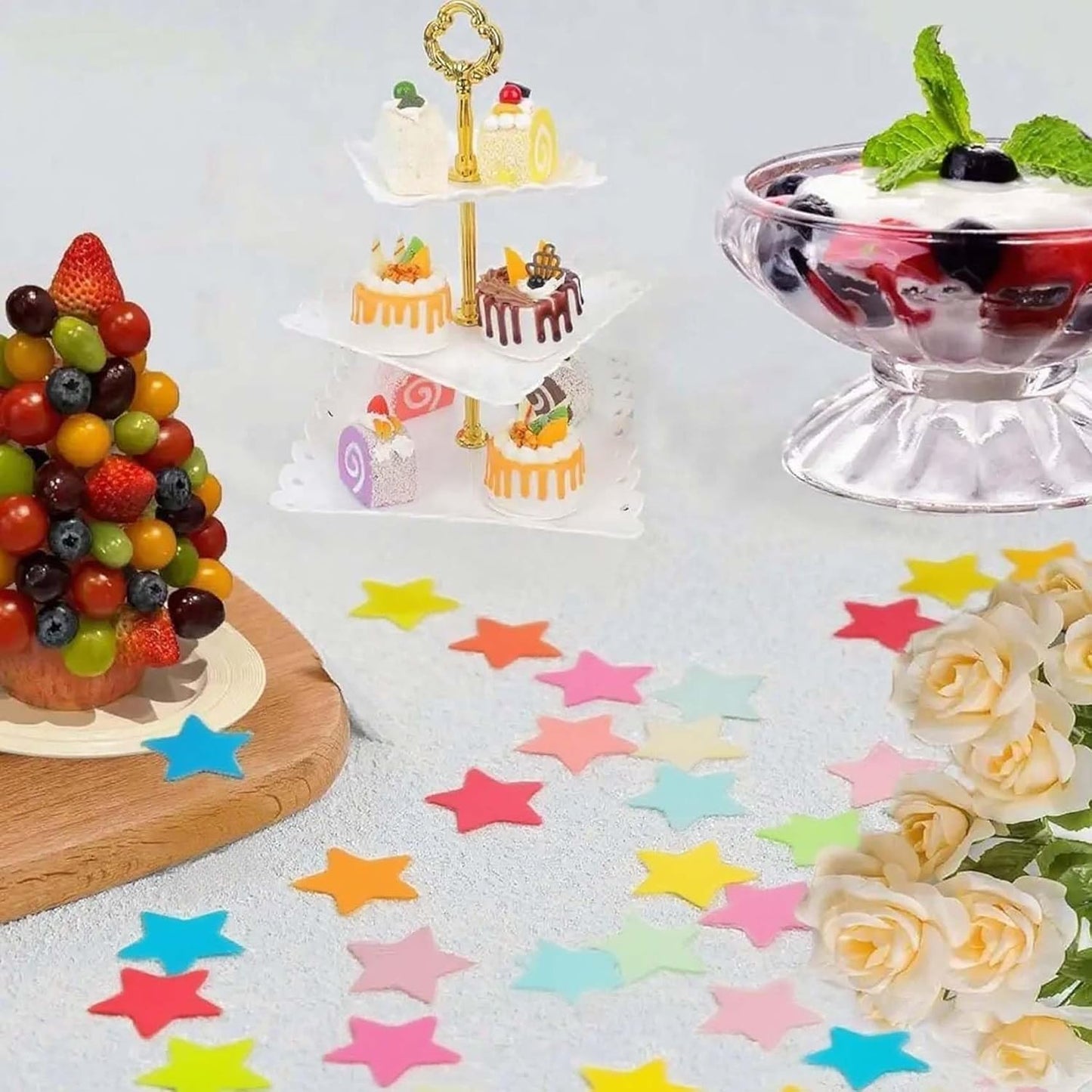 Rainbow Metallic Foil Star Confetti 0.78inch/2cm 8000PCS Table Confetti for Party Birthday Decoration or Filled Balloons