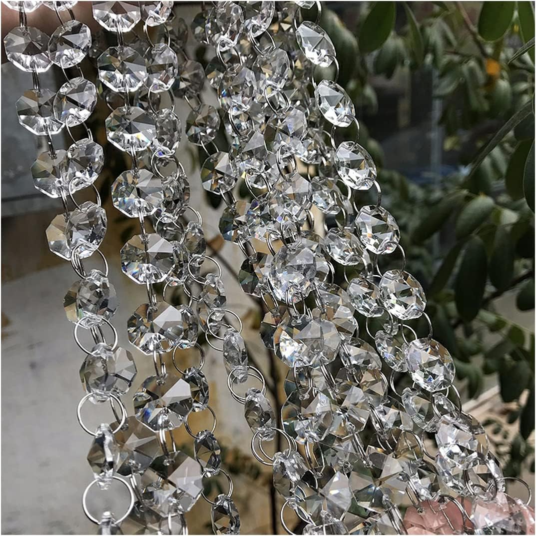 33FT Clear Crystal Glass Garland Strands,Hanging Chandelier Bead Chain,Hanging Ornament String Decorations for Centerpiece,Christmas Tree,Wedding, Party,Celebration