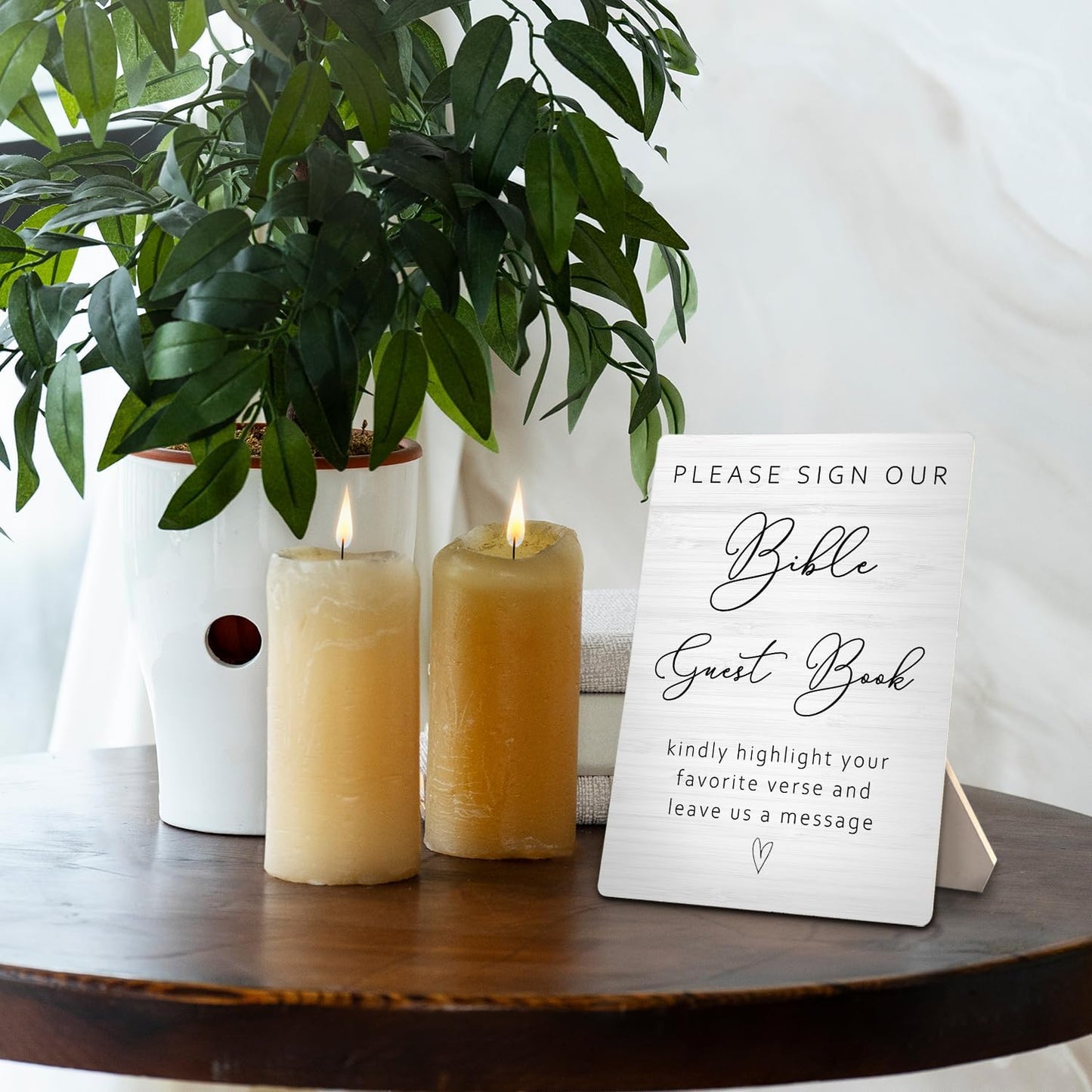 Bible Guest Book Wedding Wooden Sign Stand 5x7inch, Wedding Sign Stand, Wedding Signs for Ceremony and Reception, Wedding Table Decorations, Wedding Table Sign