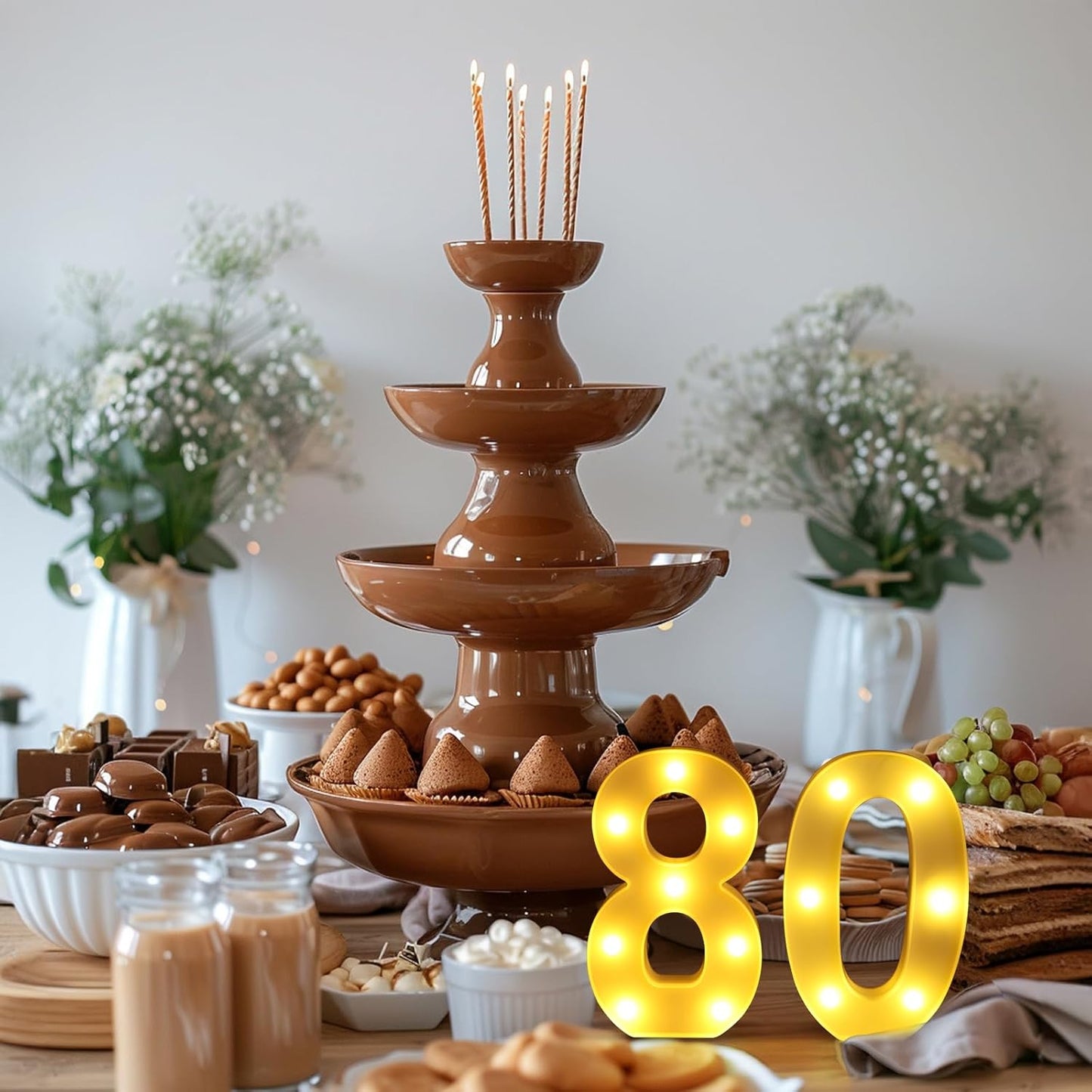 80th Birthday Decorations for Women Men,Happy 80 Birthday Decorations for Centerpieces Table,80 Light Up Numbers Sign Led for Party Backdrop Wall Decor for Wedding Anniversary Home