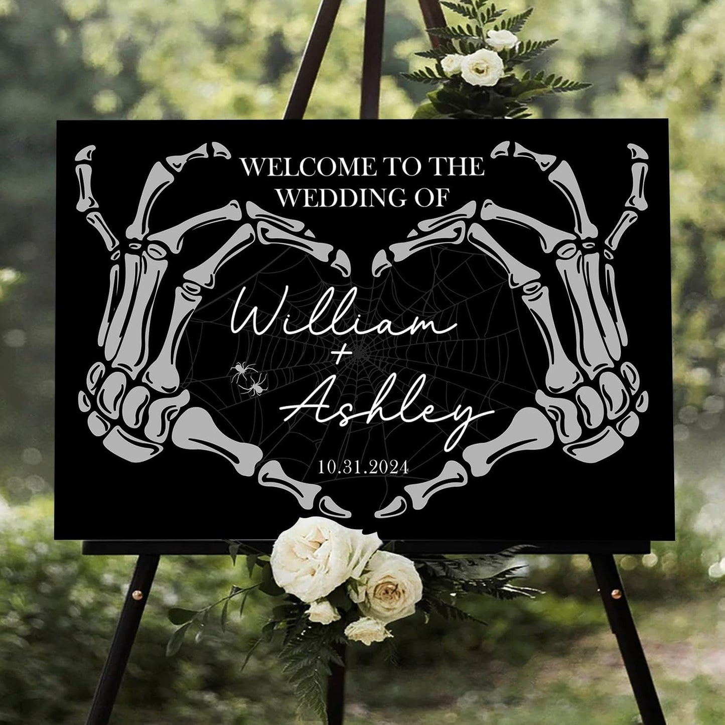 Welcome To Our Wedding Sign, Black Wedding Welcome Sign, Gothic Wedding, Wedding Sign Halloween Wedding, Skull Wedding Sign, Gothic Love Wedding Welcome, Gothic Wedding Welcome Sign