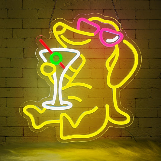 Dachshund Neon Sign Dog with Cocktail,Dachshund LED Neon Wall Light for Bar Decor,Funny Puppy Neon Sign for Man Cave,Lounge,Game Room,Party Decor,Dachshund Gift Neon Light for Dog Lovers