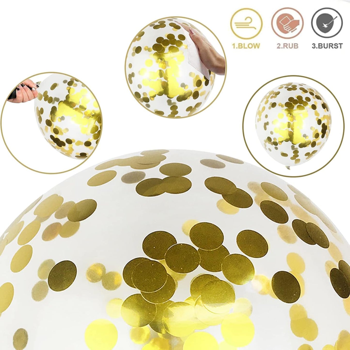 Balloons Navy Blue and Gold, 12 Inch Navy Blue Metallic Chrome Gold and Confetti Latex Balloons, Blue Gold Party Balloons Helium Balloon Set for Boys Birthday, Wedding, Baby Shower Party Decorations