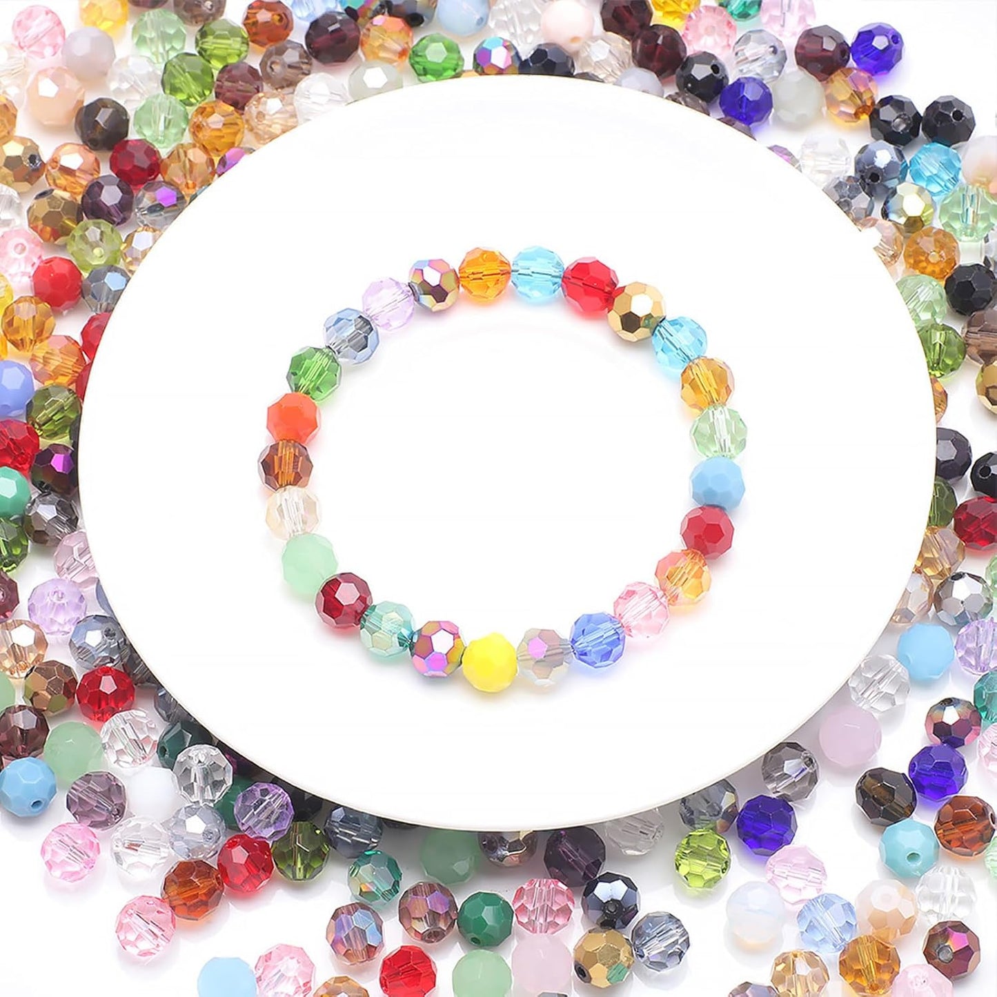 400PCS 4MM Crystal Glass Beads for Jewelry Making Mix Color Rondelle Facted Crystal Glass Beads for Bracelet Making Round Glass Spacer Beads for DIY Crafts Wind Chimes Suncatchers