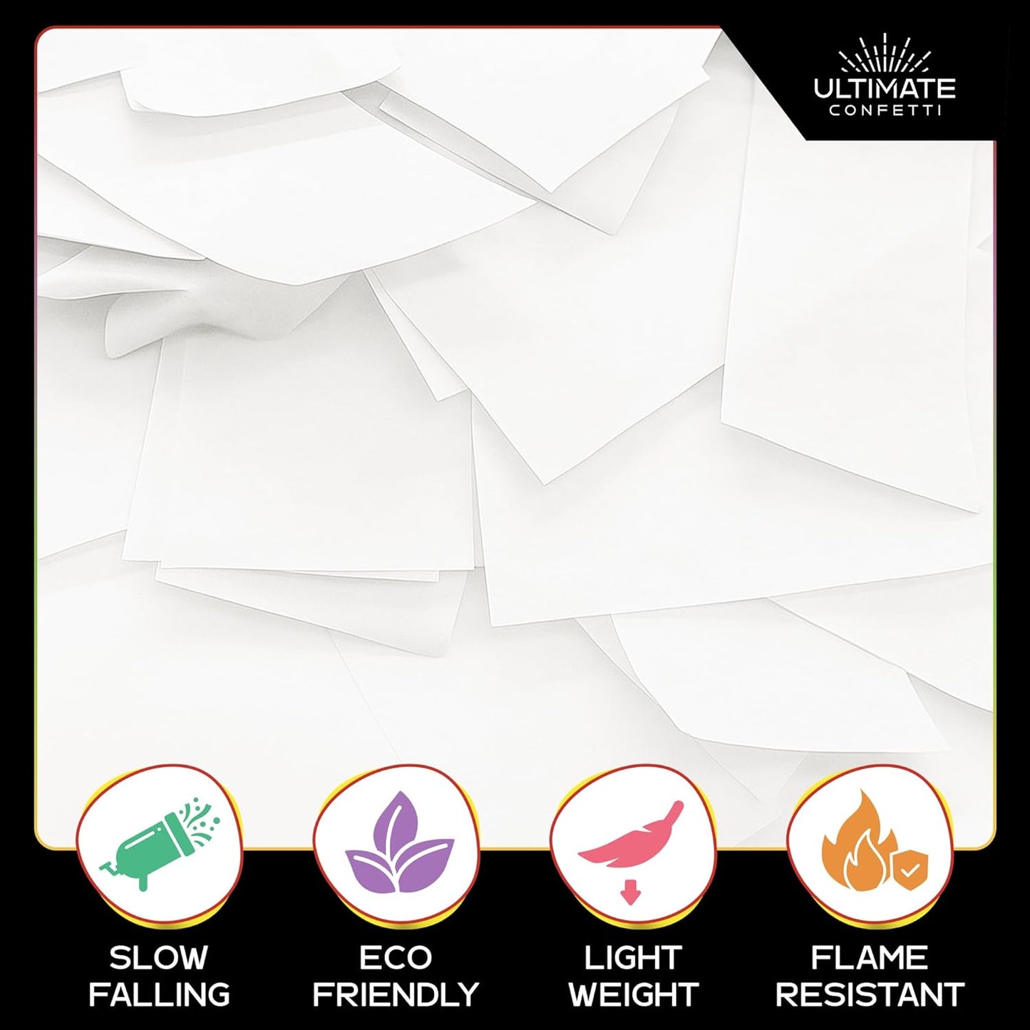 White Biodegradable Confetti - Rectangular Fluttering Tissue Paper Confetii for Cannon and Launcher use – Best for Mother’s Day, Wedding, Parties and Live Events - 1 lb, 16 oz