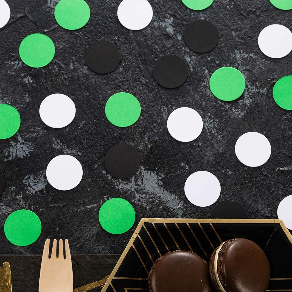 Glitter Confetti Circle Dots for Table Wedding Birthday Party Decoration, 1.2 inch in Diameter (black,green,white,200pc)