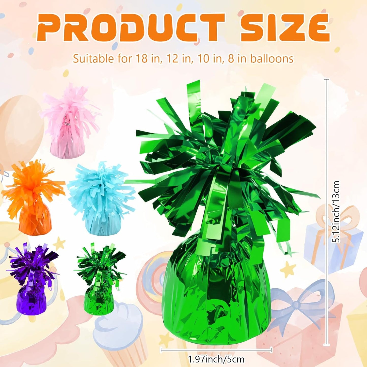 6 Pack Green Balloon Weights Metallic Holder Anchors Balloon Holder Weights for for Birthday 2025 Graduation Party Christmas Wedding Celebration Decoration (Green)