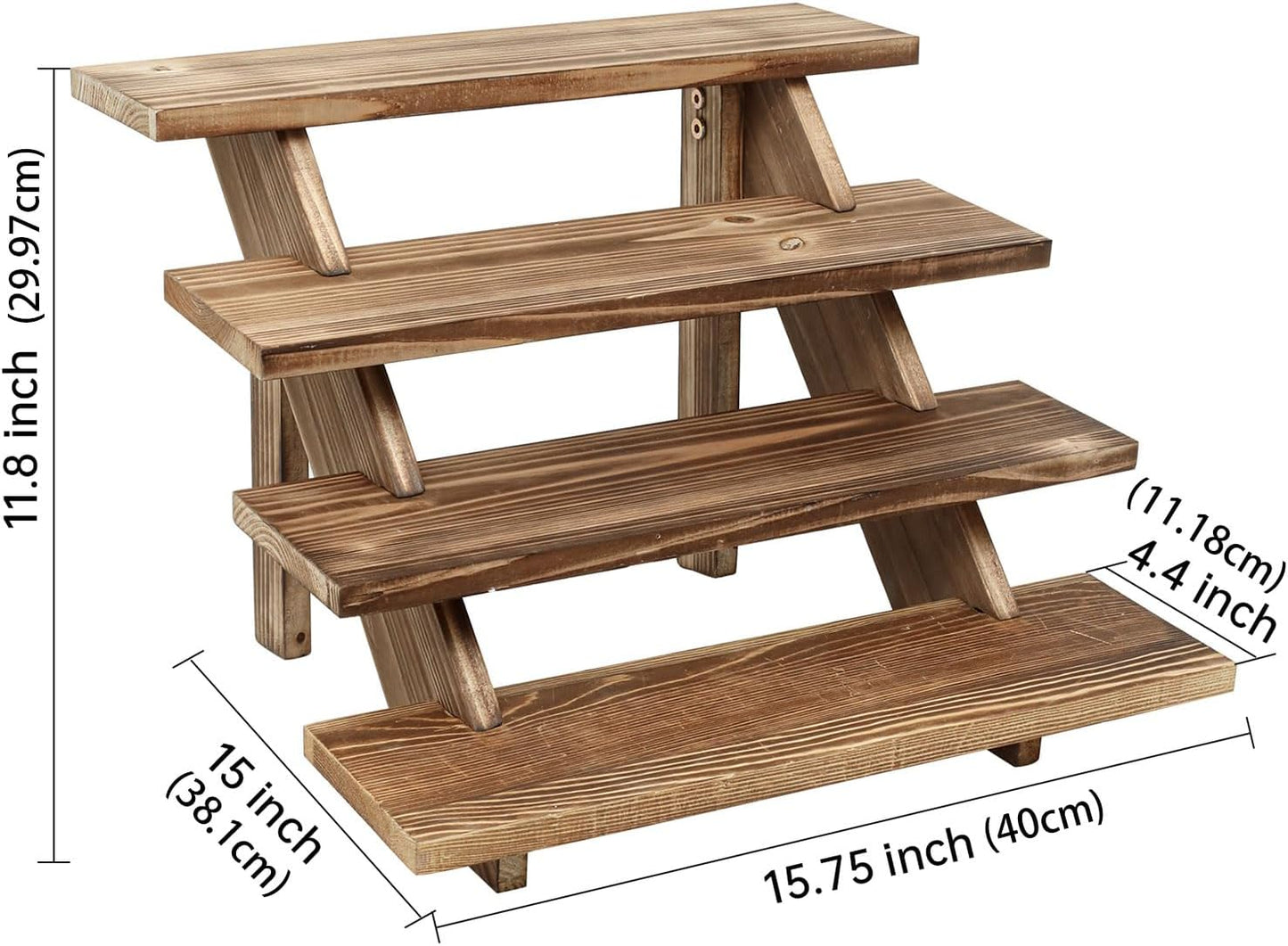 Swallowliving 2pcs Wooden Rustic Cupcake Stand for 24 Cupcakes, Stepped Wood Display Stand for Weddings, Tiered Party Table Display Riser for Food, Dessert, Cookie, Decor, Craft Show, Burnt