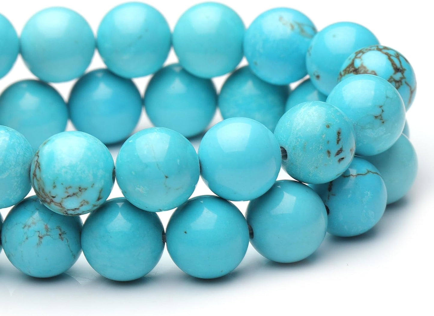 10mm Natural Stone Beads for Jewelry Making,Blue Turquoise Polished Smooth Round Gemstone Beads for Bracelet Necklace 17 Inch