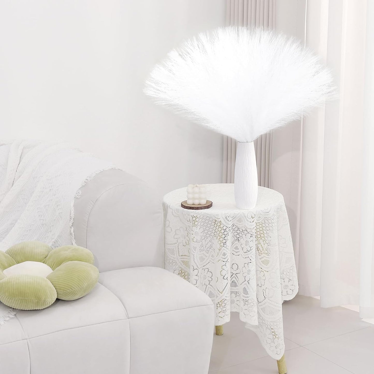 White Pampas Grass Decor 30 Pcs 21.7 Inch Faux Pampas Grass Bulk Artificial Dried Flowers Small Vase Filler Pompas Grass.