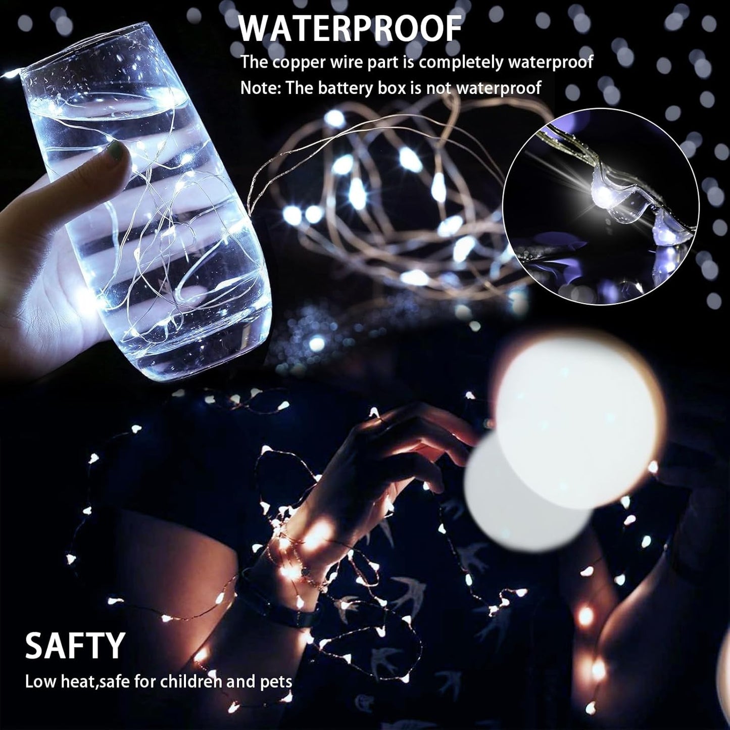 24 Pack White Fairy Lights 7Ft 20 LED Twinkle String Lights 3 Modes Battery Operated Waterproof Firefly Starry for Mason Jar Party Wedding Christmas Valentines Day Table Centerpieces,Cold White