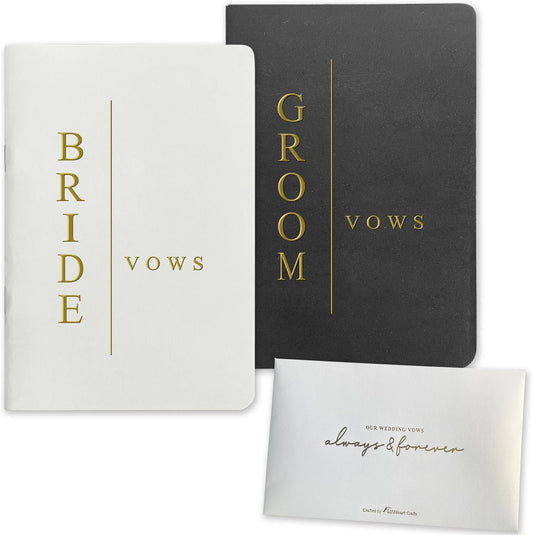 Vow Books His and Hers Wedding Vow Books Bride and Groom with Soft Touch Gold Foil Engraving Wedding Essentials(TR-GB-Black)