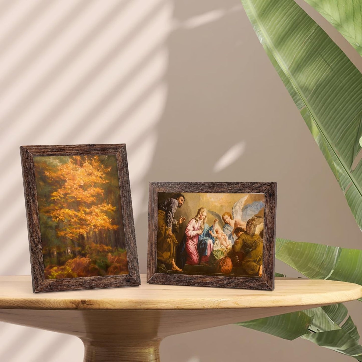 PETAFLOP Wooden Bulk 5x7 Picture Frame Set of 18, Rustic Brown Photo Frames Fits 5 by 7 for Wall or Tabletop Display