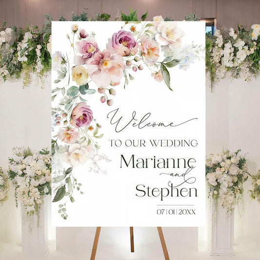 Personalized Welcome To Our Wedding Sign, Wedding Decorations, Flowers Wedding Sign #12, Vesion 12