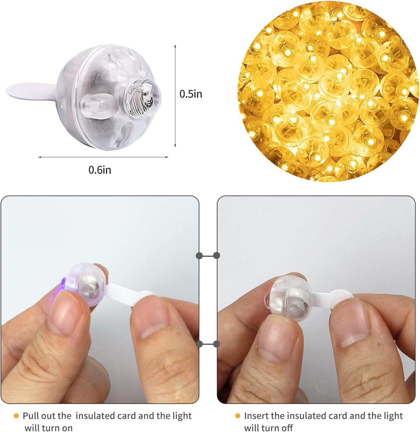 Aogist 50pcs Warm White Balloon Lights,Long Standby Time Waterproof Mini Light,Battery Powered,Round LED Ball Lamp for Latex Balloon Paper Lantern Party Wedding Festival Christmas Halloween Decorative