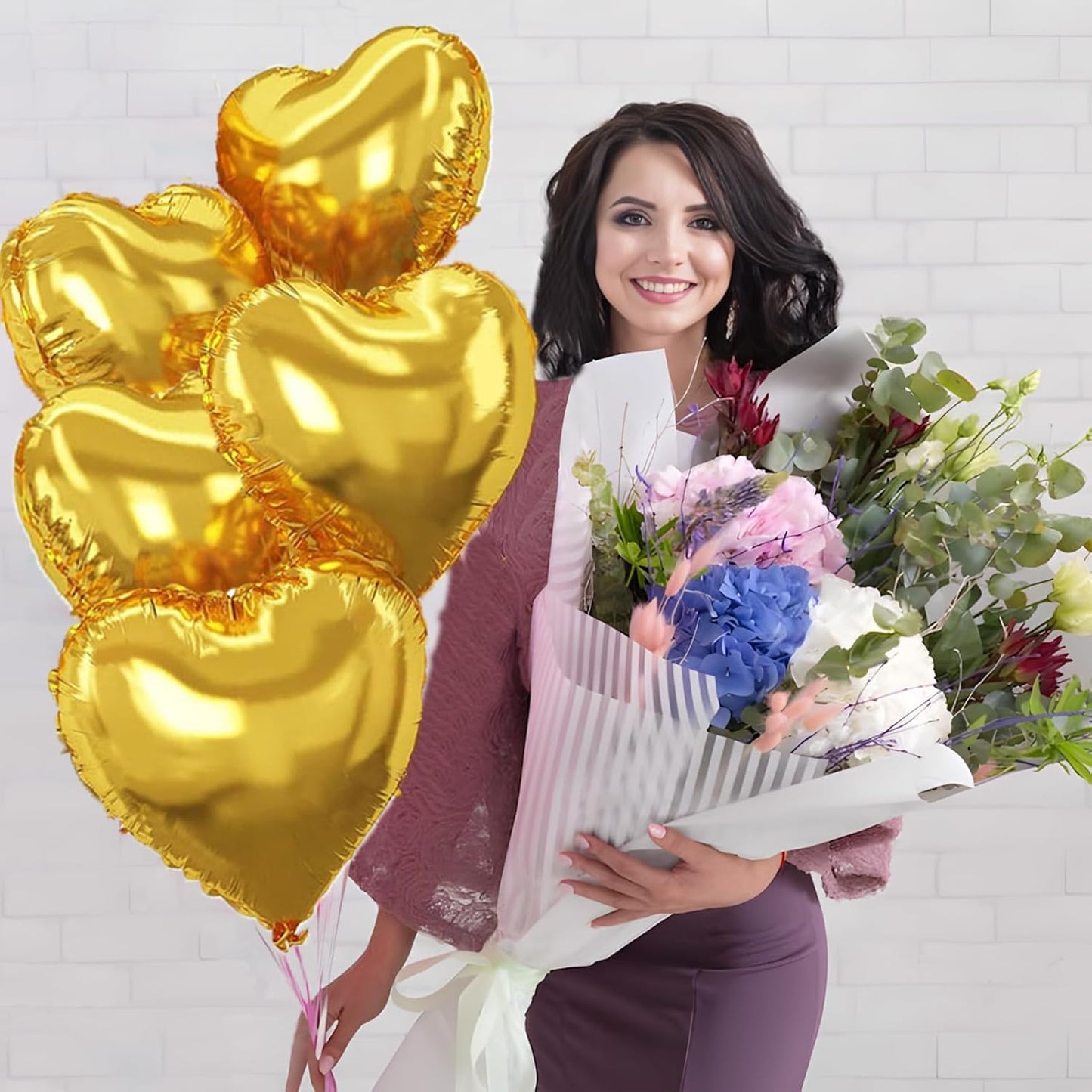 Gold Heart Balloons,18inch Bright Gold Heart Shaped Foil Balloons 12Pcs Helium Mylar Balloon for Anniversary Wedding Engagement Birthday Party Baby Shower Decorations