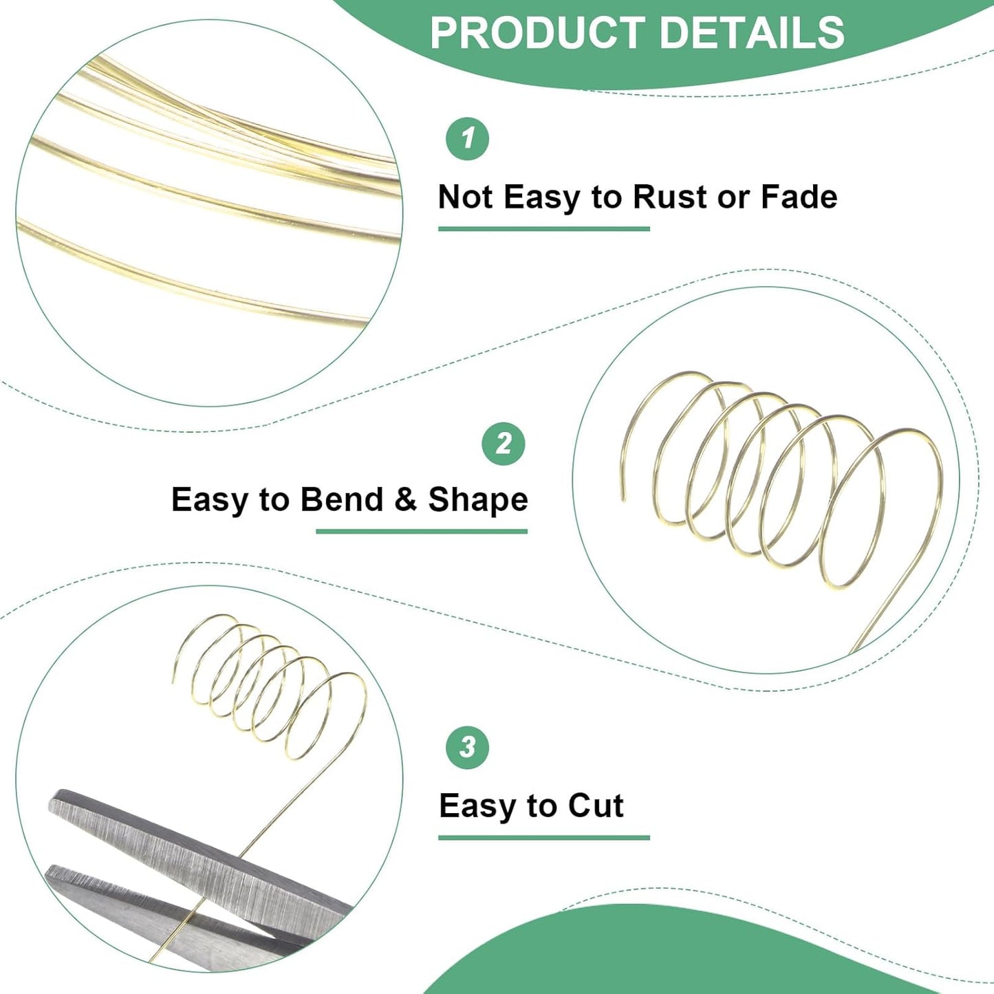 2-Rolls 0.2mm Jewelry Wire, 32 Gauge 328FT Craft Wire Copper Beading Wire for Jewelry Making/Planting/Weaving/DIY Crafting, Soft Metal Wires [100M, Light Golden]