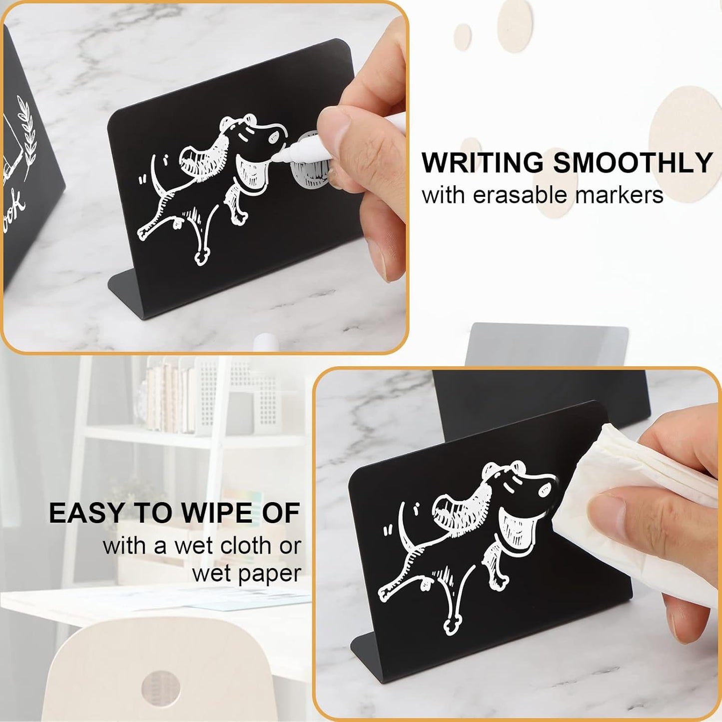 20 Pack Mini Chalkboard Signs for Food, ALOTCHE Tabletop Chalkboard Labels L-Shaped Rustic Tabletop Buffet Table Signs for Weddings, Birthday Parties, Message Board Signs, Bakery and Retail