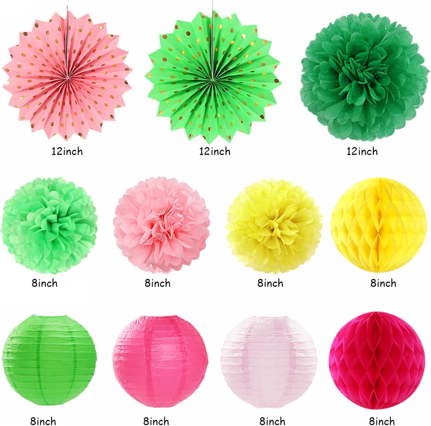 Hawaiian Luau Birthday Party-Decorations Supplies - 21pcs Happy Banner,Beach Paper Lanterns Honeycomb,Flamingo Pool Streamers Garland,Summer Tissue Pom Poms Flowers Fans,Tropical Tiki Decor Burgleda