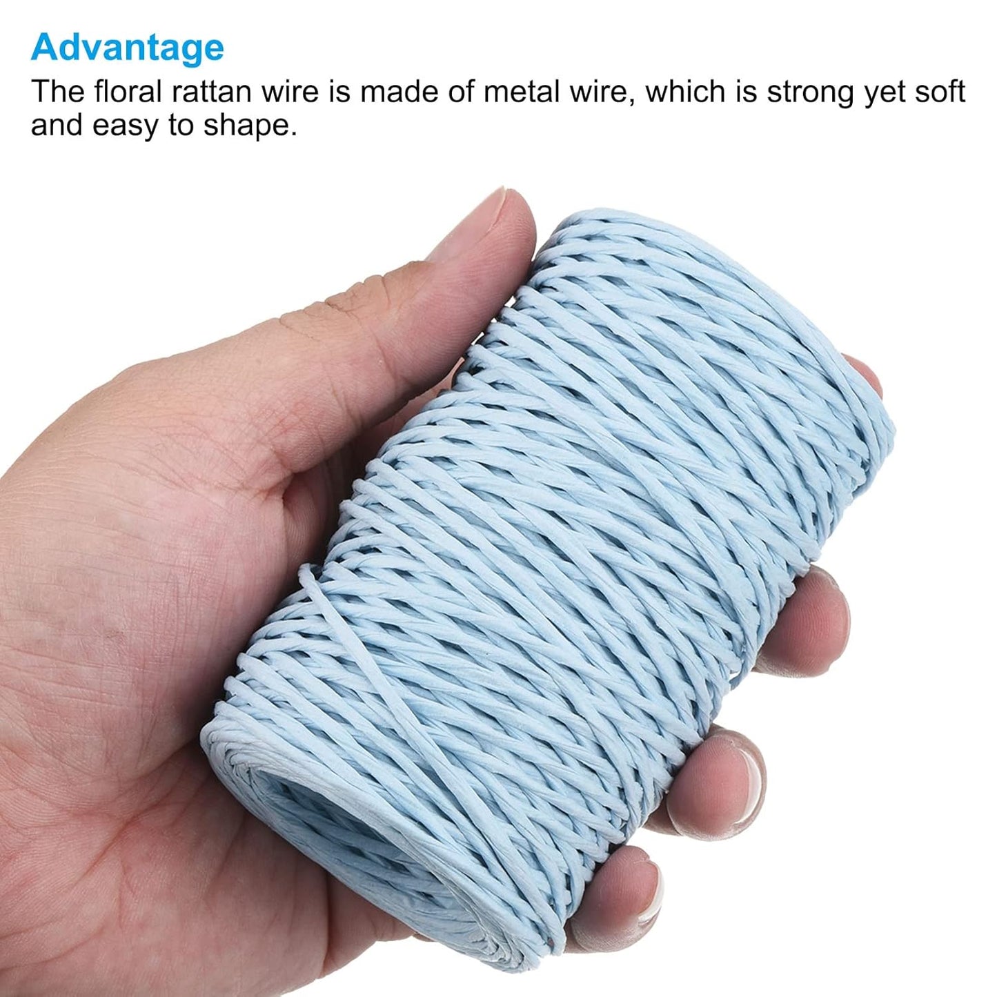 PATIKIL 164 Feet Floral Bind Wire Wrap Twine, 2mm Florist Wire Iron Wire Paper Covered Vine Wrapping Binding Wire for Flower Bouquets, Blue
