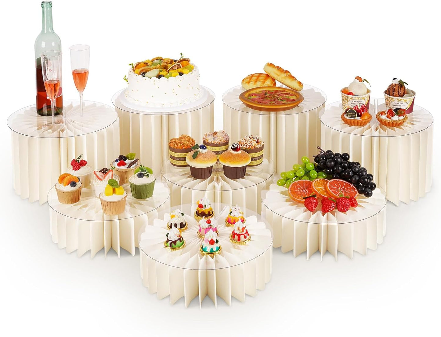 8 Pcs Buffet Risers, Food Risers for Buffet Table, White Food Display Risers for Party Buffet Risers and Stands for Show Catering Desserts, Food, Jewelry (8 Pcs)