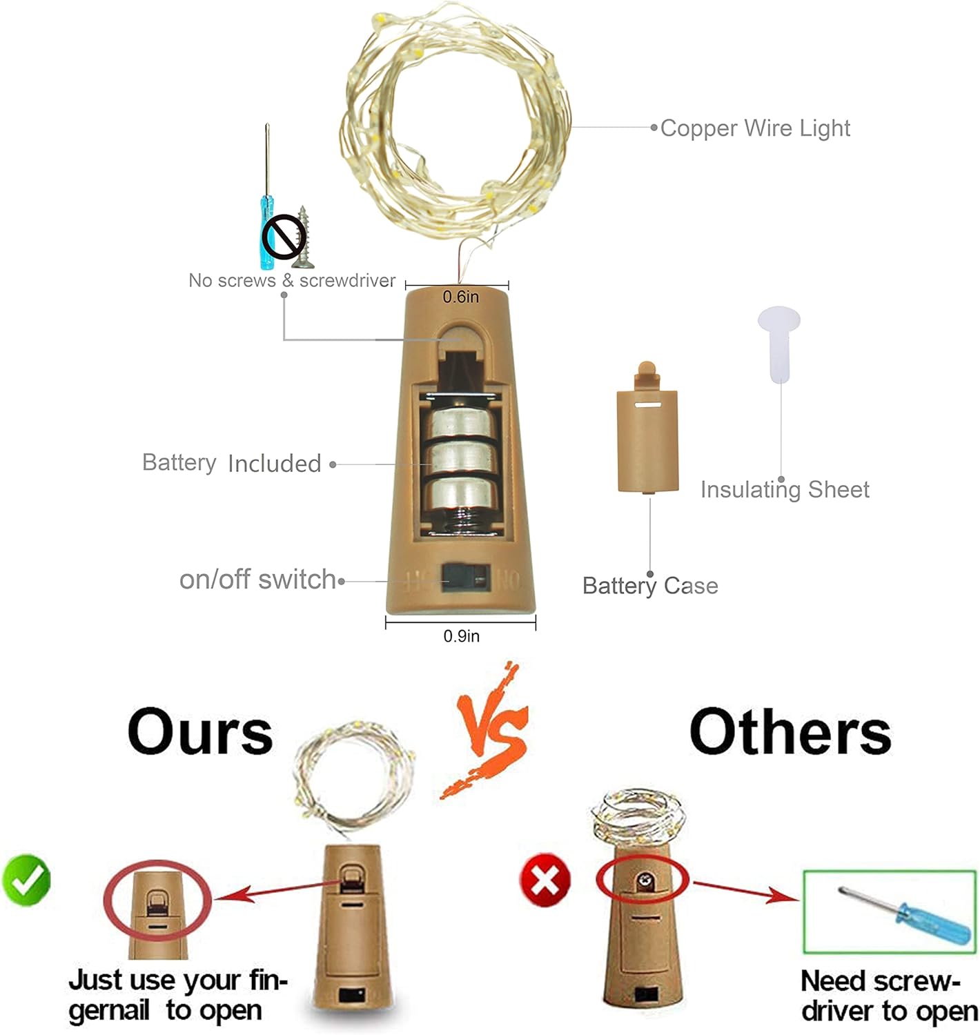 Wine Bottle Lights with Cork, Battery Operated 20 LED Cork Shape Silver Wire Colorful Fairy Mini String Lights(No Bottles) for DIY, Party, Decor, Christmas, Halloween,Wedding (6, Warm White)